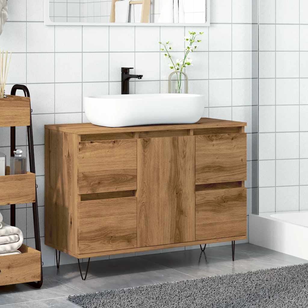 Badschrank Artisan-Eiche 80x33x60 cm Holzwerkstoff