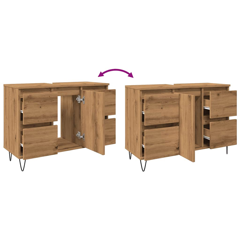 Badschrank Artisan-Eiche 80x33x60 cm Holzwerkstoff