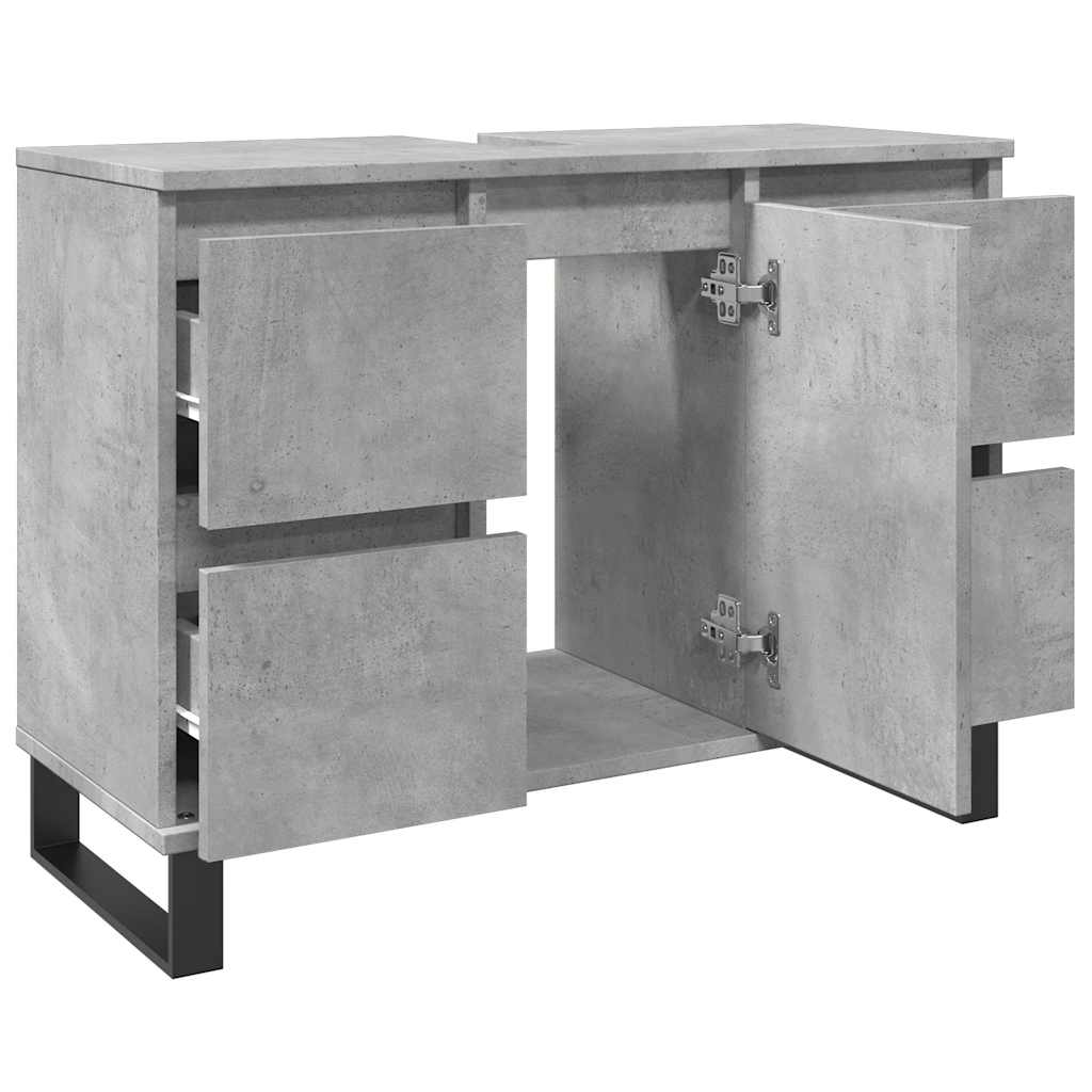 Washbasin base cabinet concrete grey 80x33x60 cm wood material