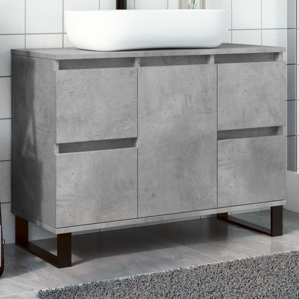 Washbasin base cabinet concrete grey 80x33x60 cm wood material