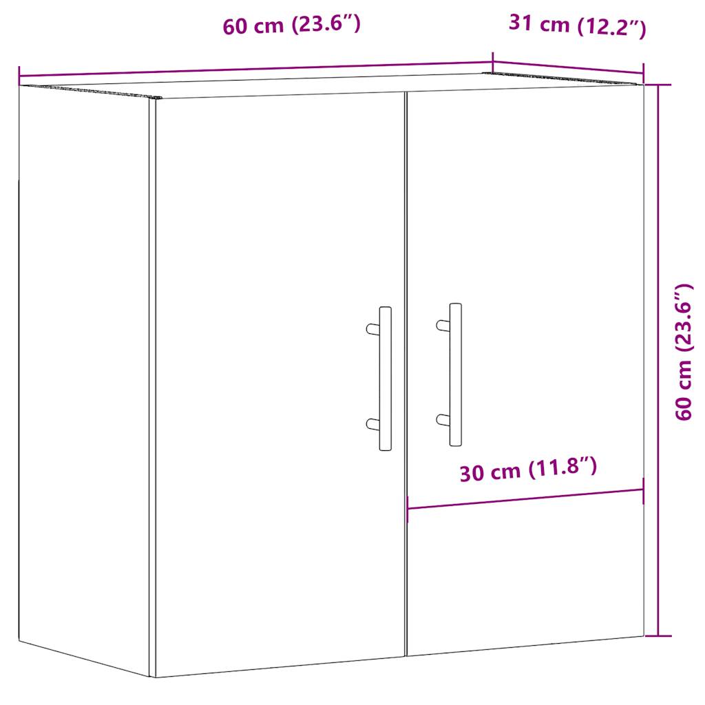 Wall cabinet old wood look 60x31x60 cm wood material