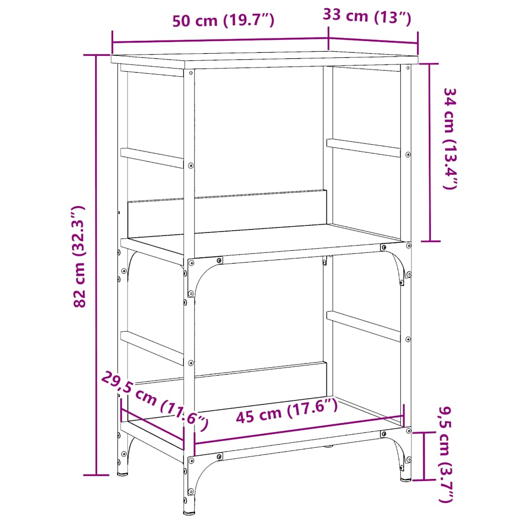 Bookshelf old wood look 50x33x82 cm wood material