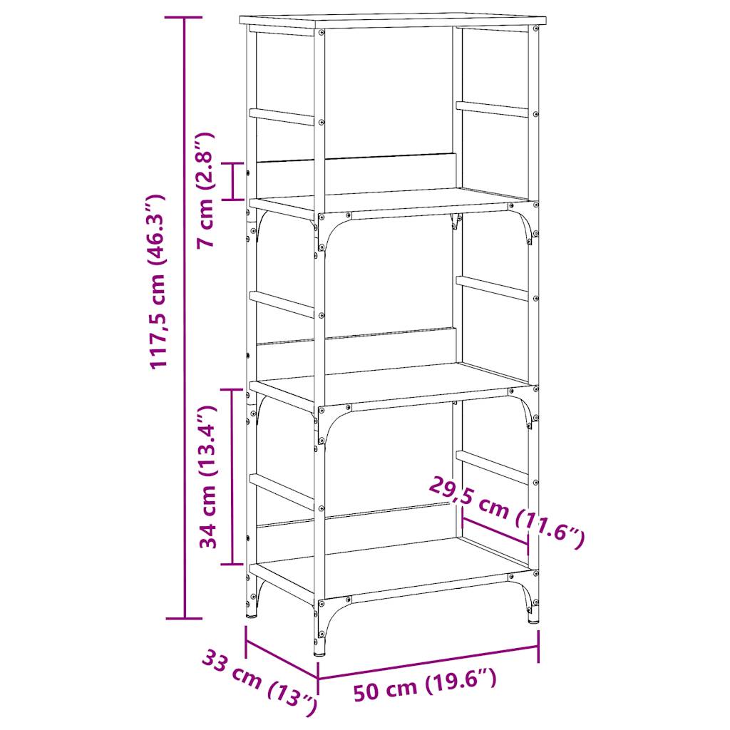 Bookshelf old wood look 50x33x117.5 cm wood material