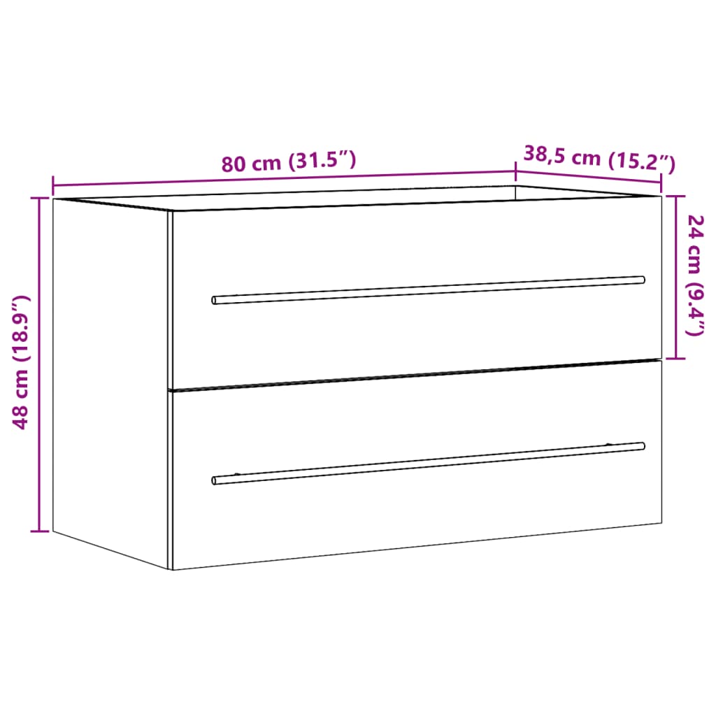 Washbasin base cabinet old wood look 80x38.5x48 cm