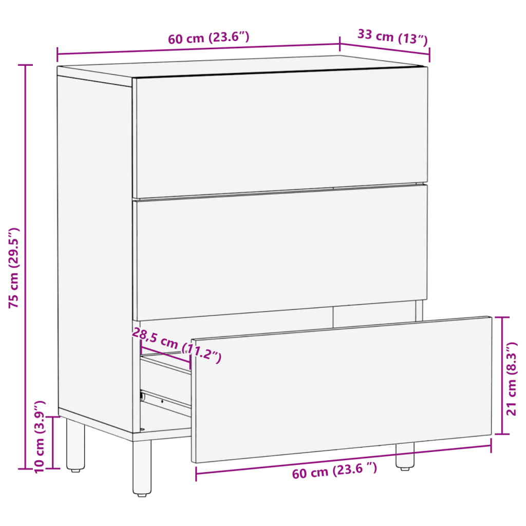 Sideboard Black 60x33x75 cm Wood Material