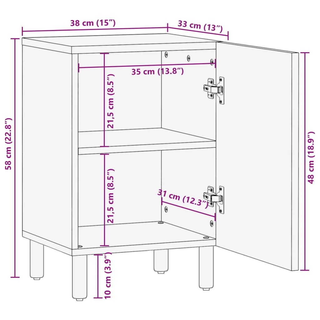 Bathroom Cabinet Black 38x33x58 cm Wood Material