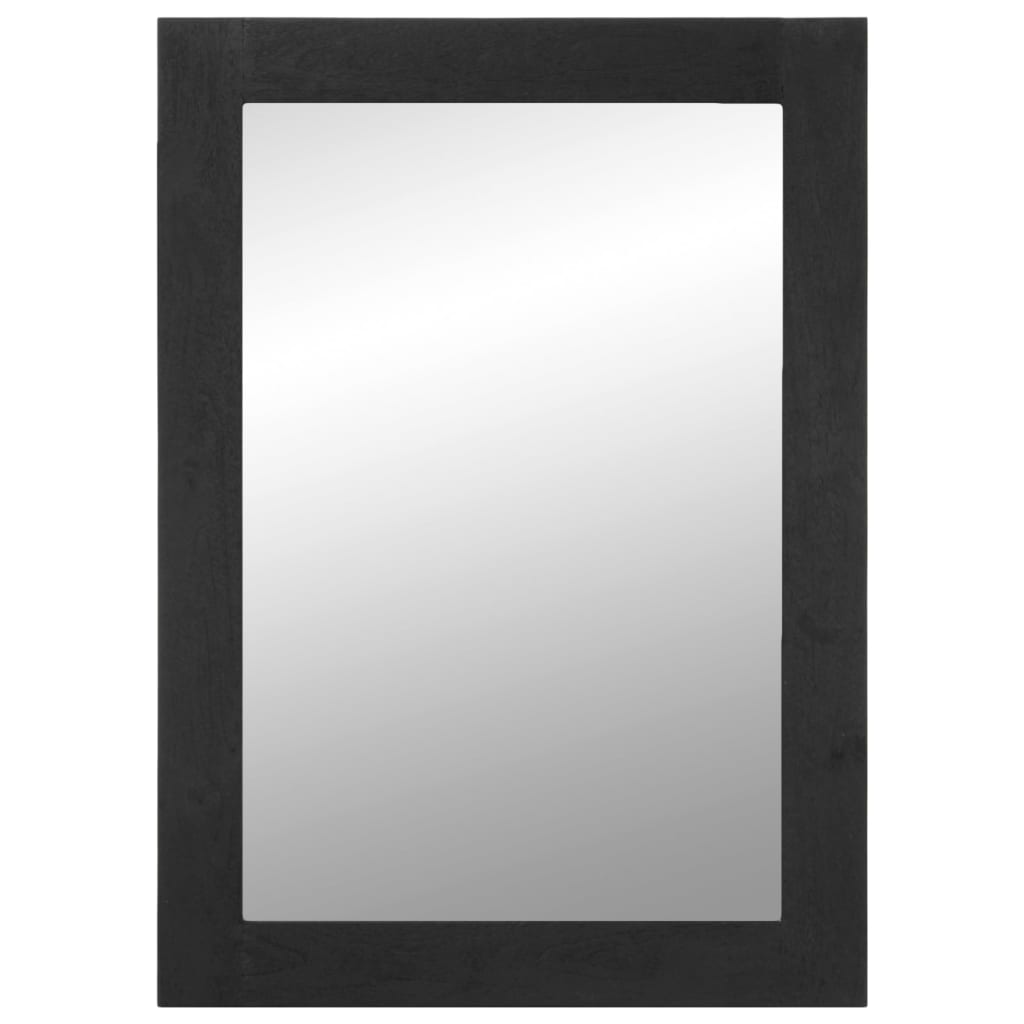 Bathroom Mirror Black 50x70x2.5 cm Wood Material and Brass