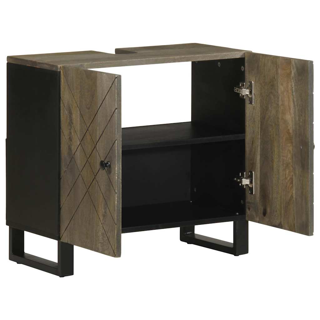 Washbasin Cabinet Black 62x33x58 cm Solid Mango Wood