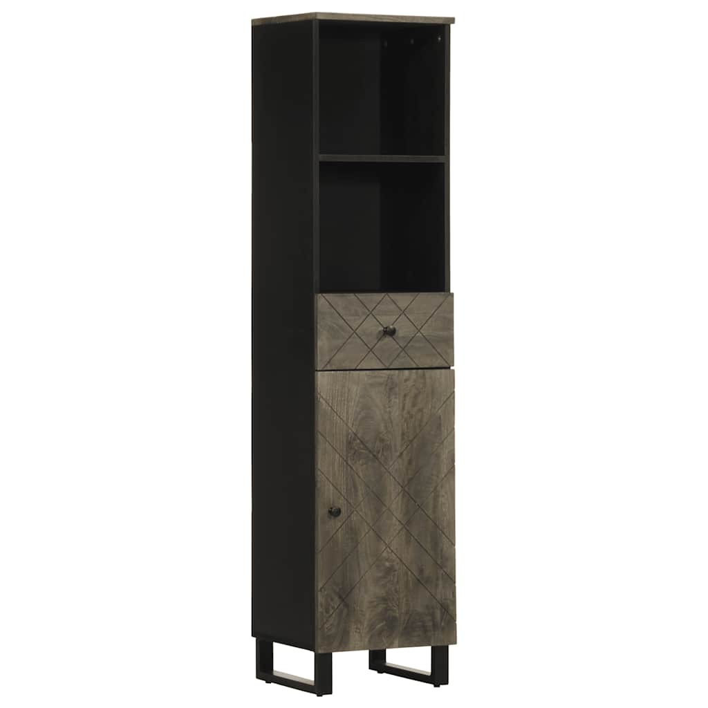 Bathroom Cabinet Black 38x33x160 cm Solid Mango Wood