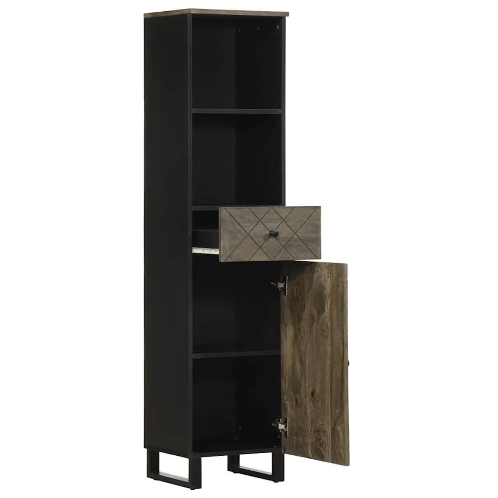 Bathroom Cabinet Black 38x33x160 cm Solid Mango Wood