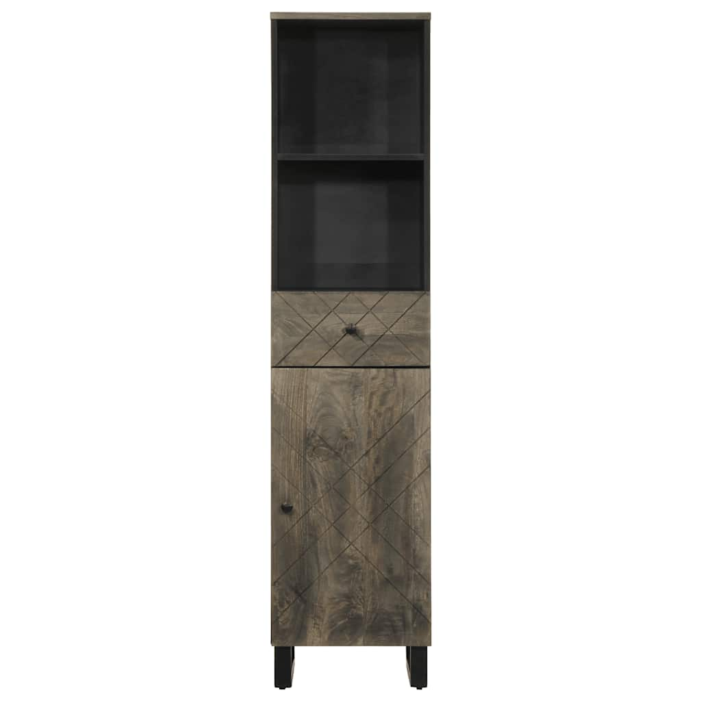 Bathroom Cabinet Black 38x33x160 cm Solid Mango Wood