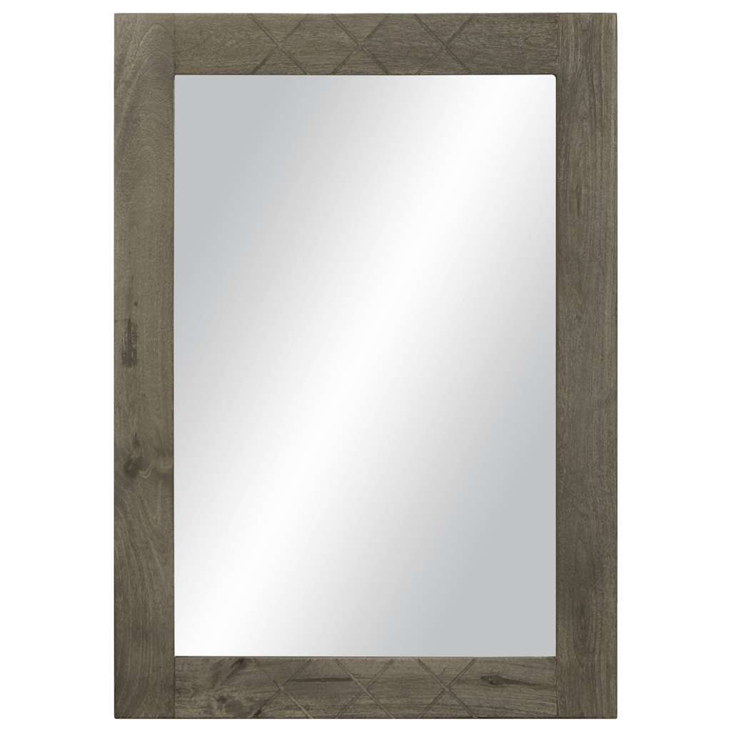 Bathroom Mirror Grey 50x3x70 cm Solid Mango Wood