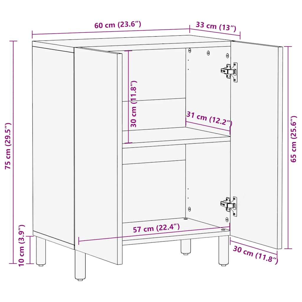 Sideboard Brown 60x33x75 cm Solid Mango Wood