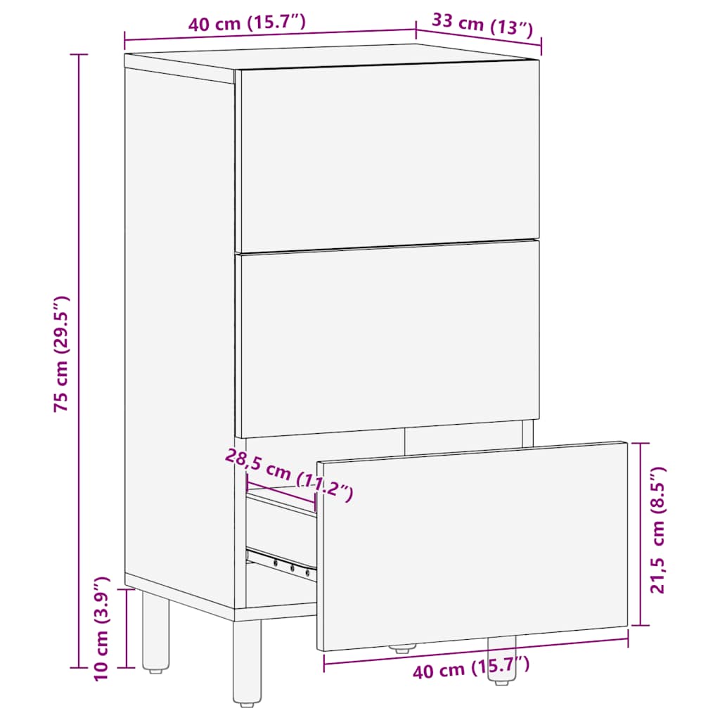 Sideboard Brown 40x33x75 cm Solid Mango Wood