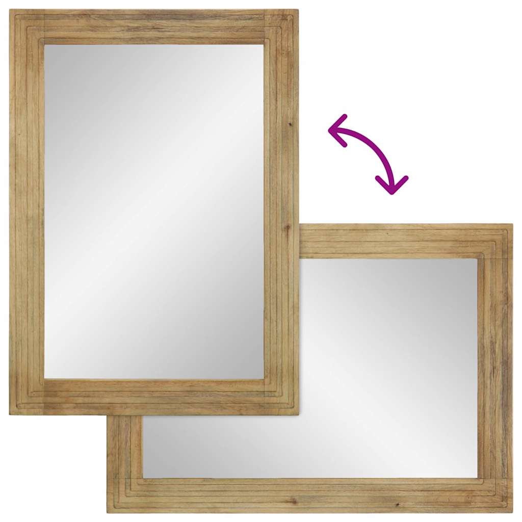 Bathroom Mirror Brown 50x70x2.5 cm Solid Mango Wood