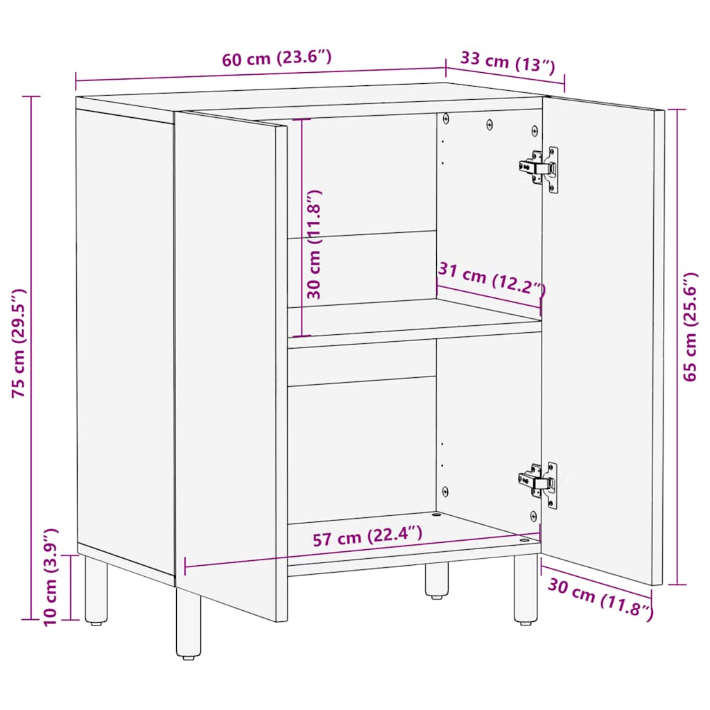 Sideboard 60x33x75 cm solid acacia wood