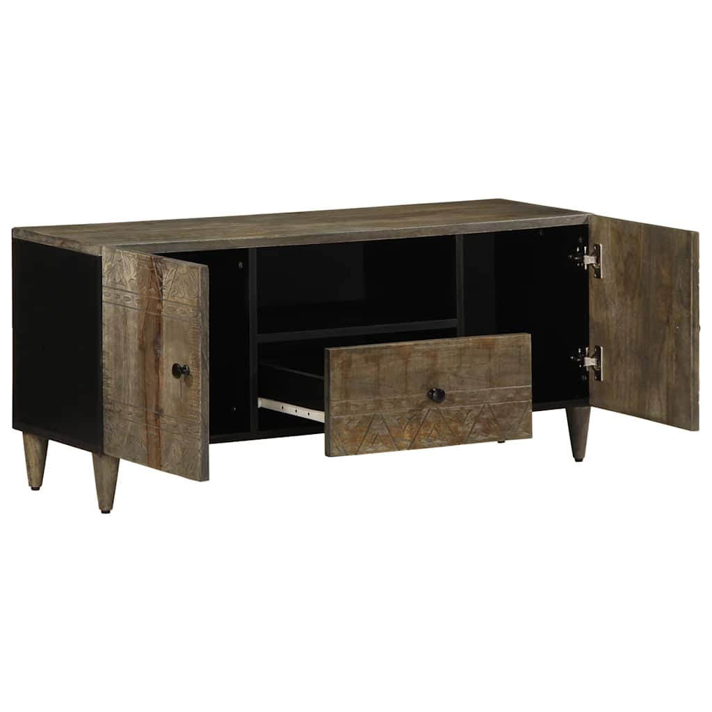 TV-Schrank Hellgrau 105x33,5x46 cm Massivholz Mango