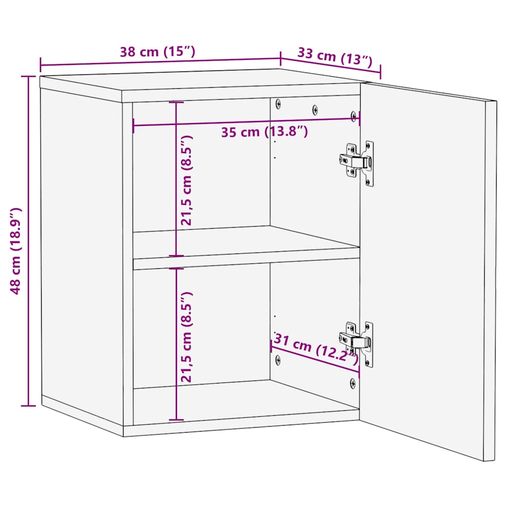 Bad-Wandschrank 38x33x48 cm Massivholz Mango