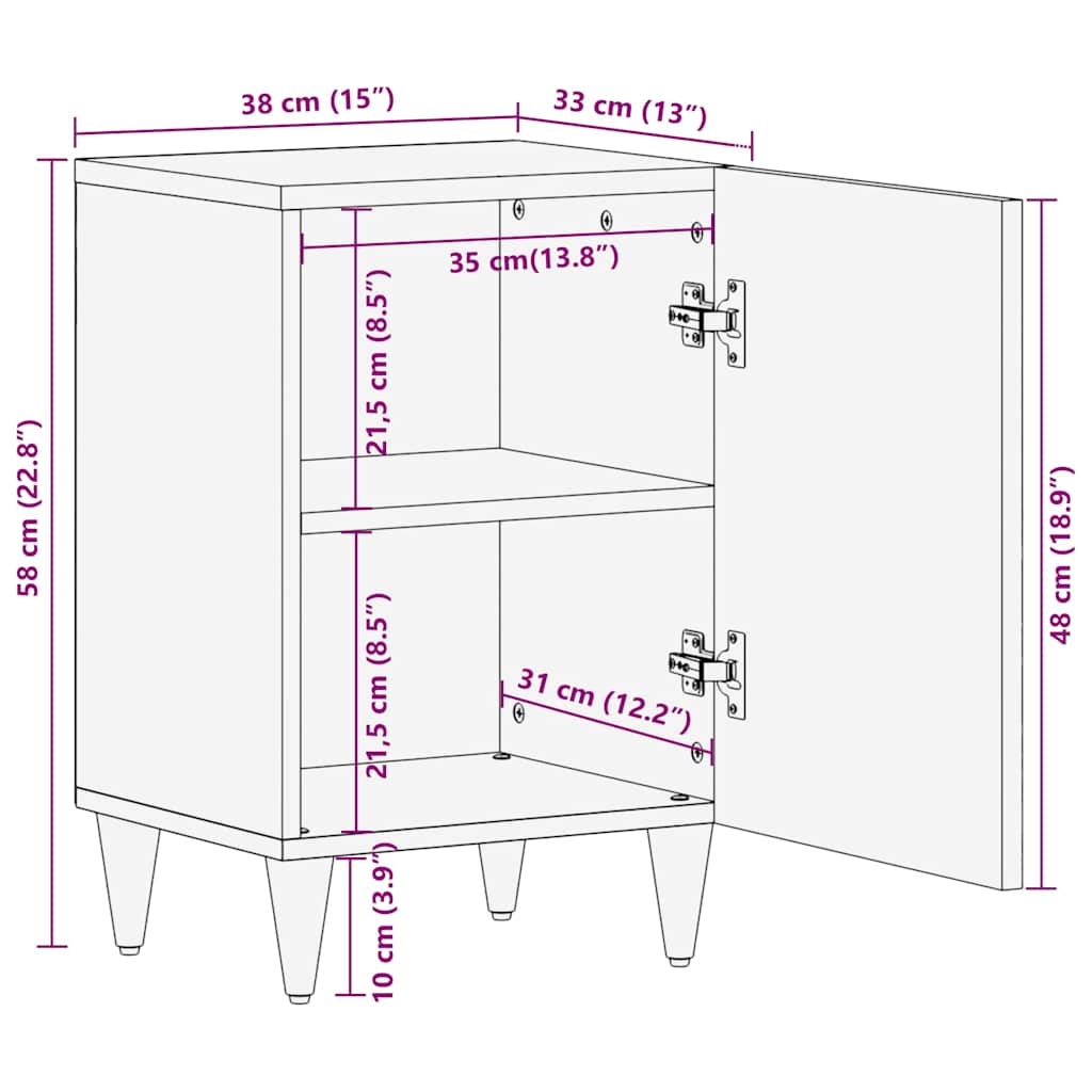 Badschrank 38x33x58 cm Massivholz Mango