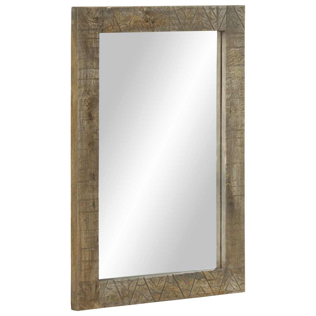 Bathroom Mirror Grey 50x2.5x70 cm Solid Mango Wood