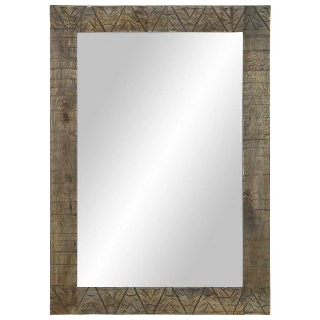 Bathroom Mirror Grey 50x2.5x70 cm Solid Mango Wood