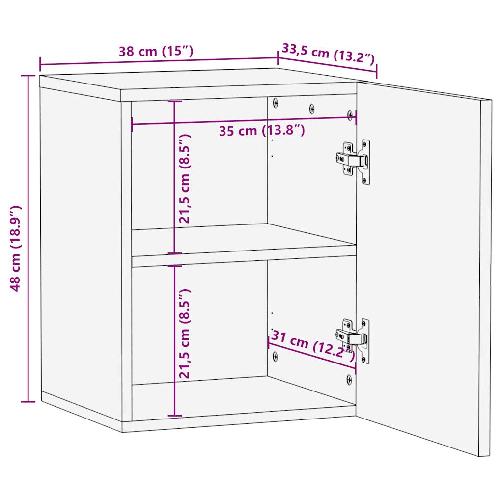 Bathroom Wall Cabinet Black 38x33.5x48 cm Solid Mango Wood