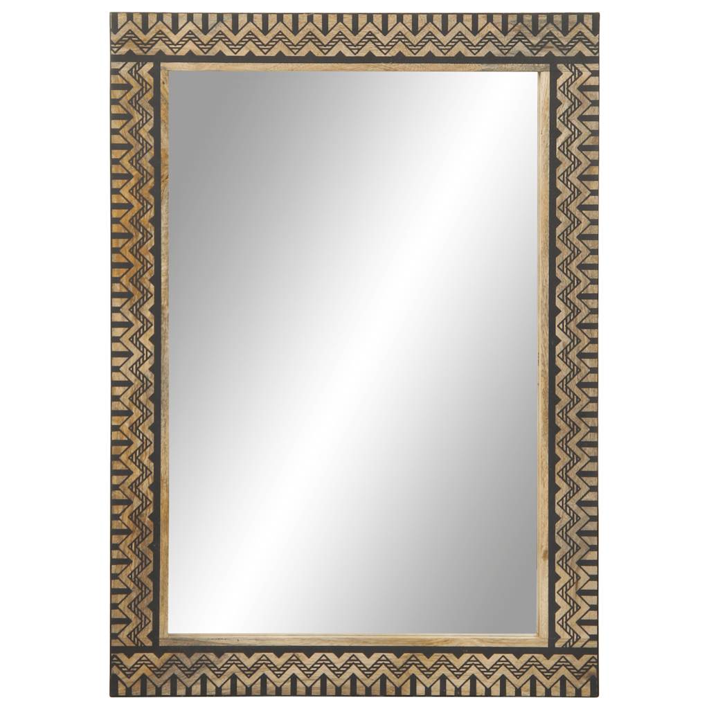 Bathroom mirror 50x70 cm solid mango wood and glass