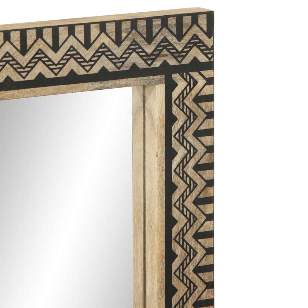 Bathroom mirror 50x70 cm solid mango wood and glass