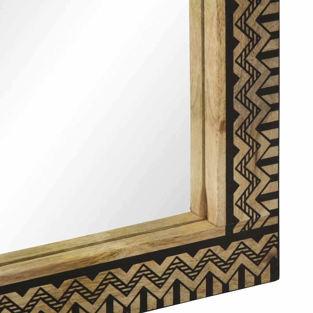 Bathroom mirror 50x70 cm solid mango wood and glass