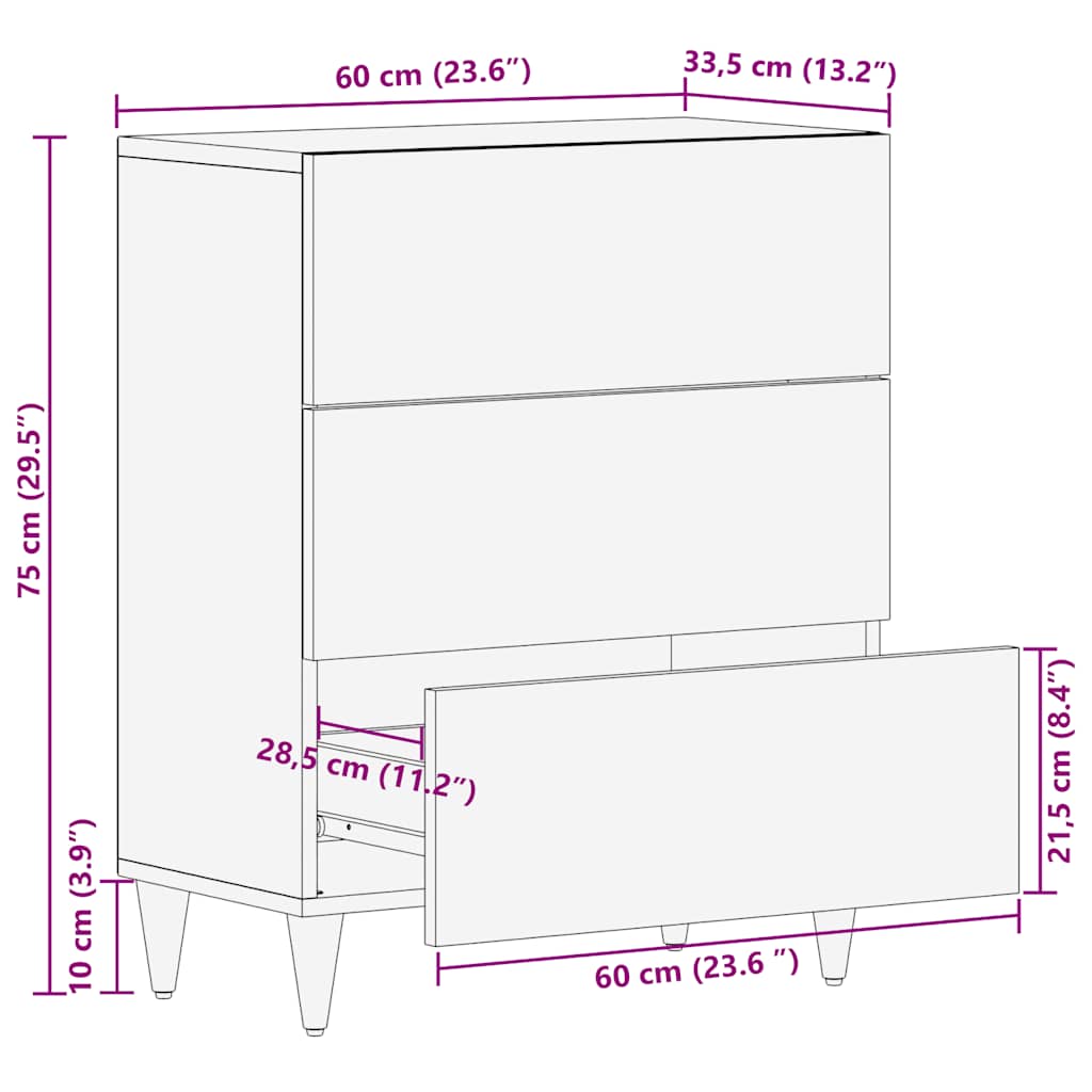 Sideboard 60x33.5x75 cm mango wood