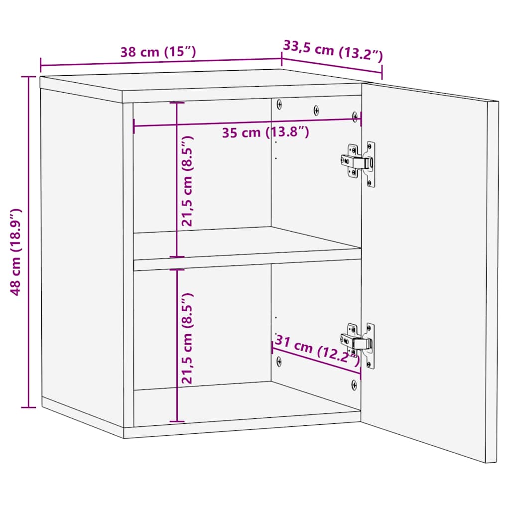 Bad-Hängeschrank 38x33,5x48 cm Massivholz Mango