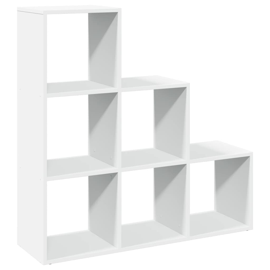 Room Divider Bookcase 3 Tiers White 99x29x99 cm Wood Material