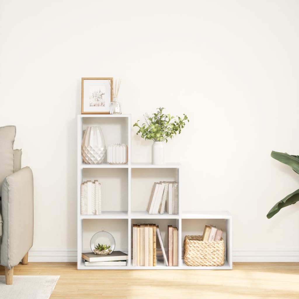 Room Divider Bookcase 3 Tiers White 99x29x99 cm Wood Material