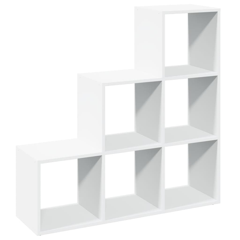 Room Divider Bookcase 3 Tiers White 99x29x99 cm Wood Material