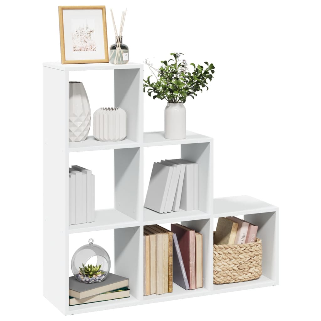 Room Divider Bookcase 3 Tiers White 99x29x99 cm Wood Material