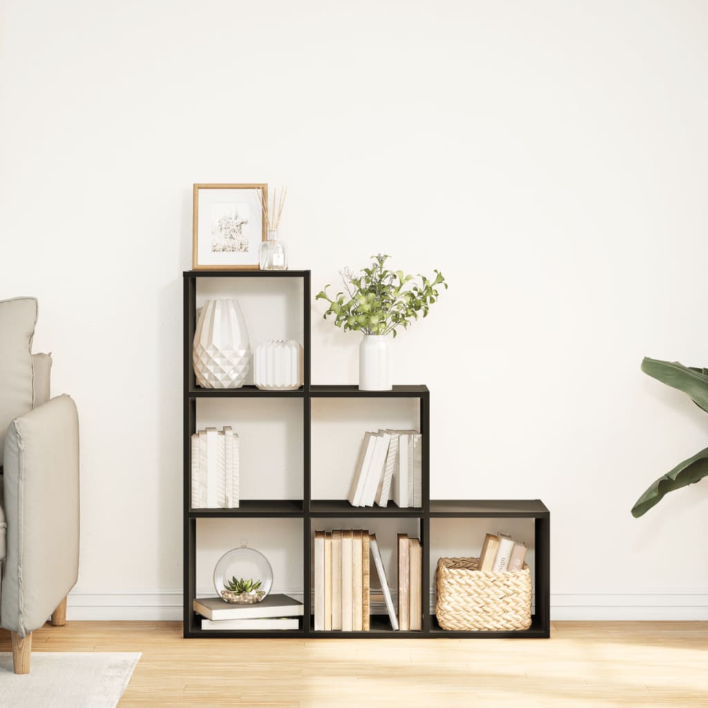 Room Divider Bookcase 3 Tiers Black 99x29x99 cm