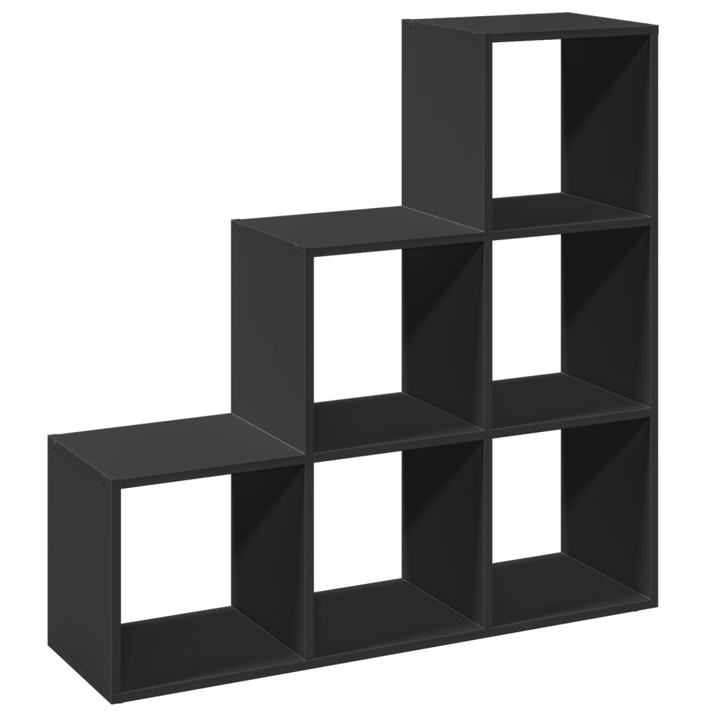 Room Divider Bookcase 3 Tiers Black 99x29x99 cm