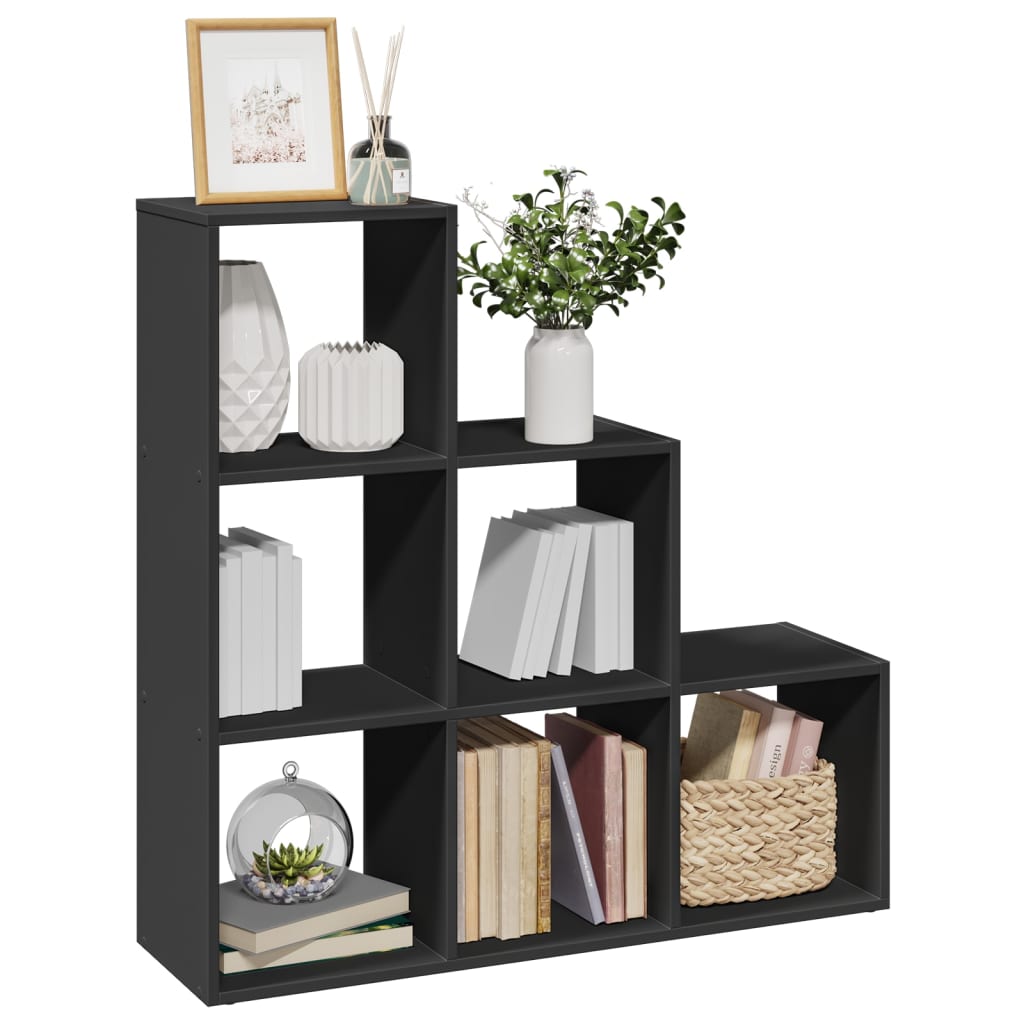 Room Divider Bookcase 3 Tiers Black 99x29x99 cm