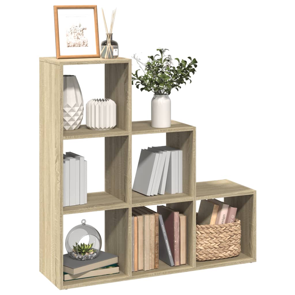 Room Divider Bookcase 3 Tiers Sonoma Oak 99x29x99 cm