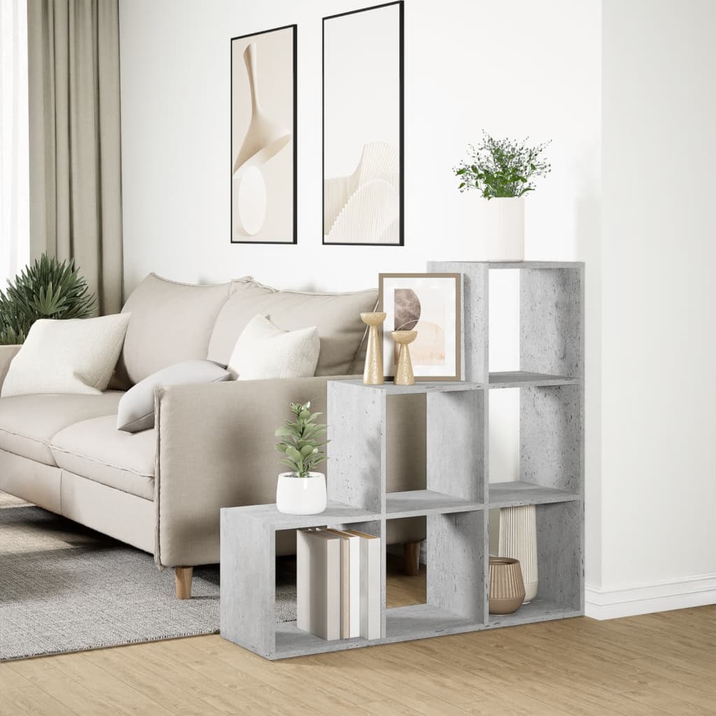 Room Divider Bookcase 3 Tiers Concrete Grey 99x29x99 cm