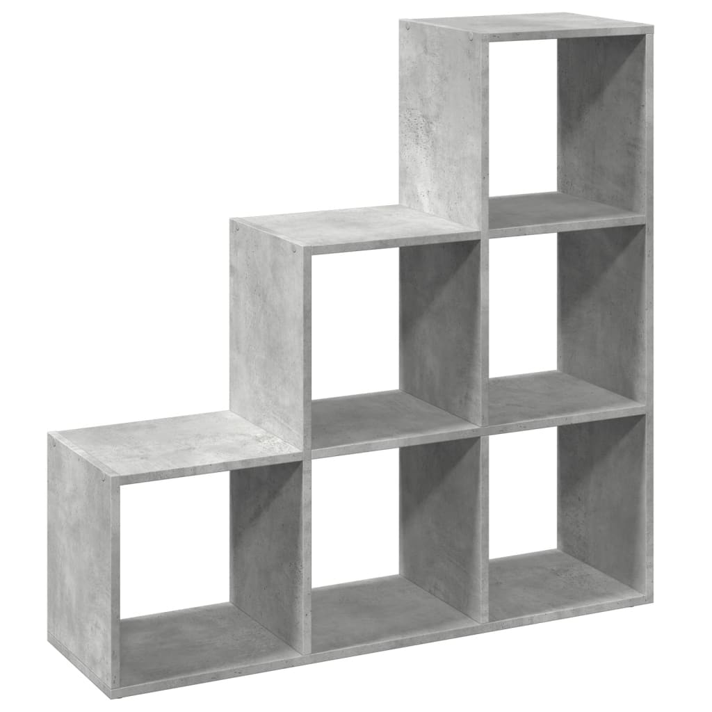 Room Divider Bookcase 3 Tiers Concrete Grey 99x29x99 cm