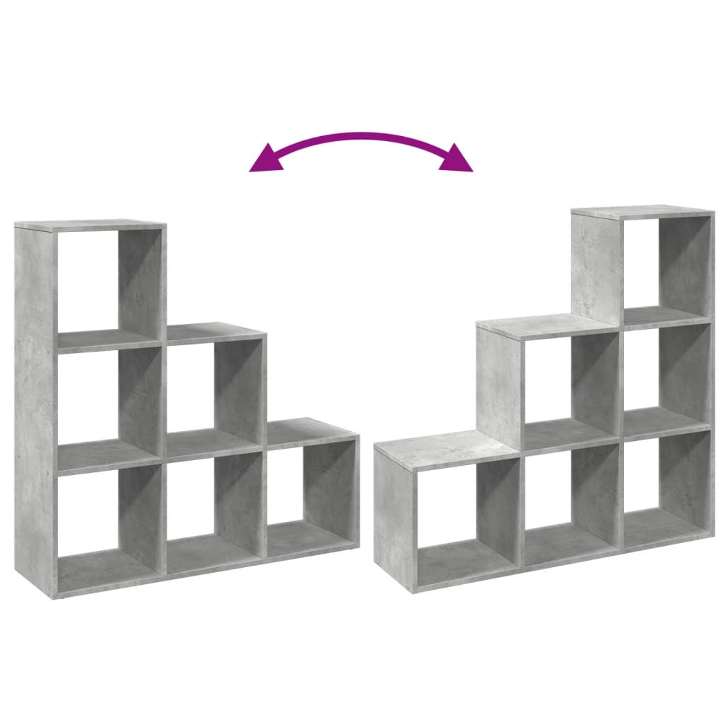 Room Divider Bookcase 3 Tiers Concrete Grey 99x29x99 cm