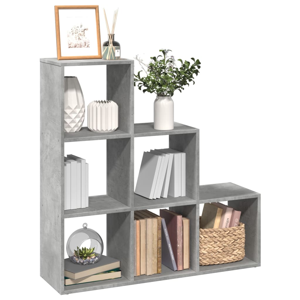 Room Divider Bookcase 3 Tiers Concrete Grey 99x29x99 cm