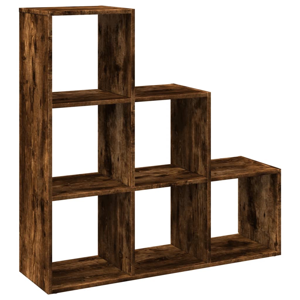 Room Divider Bookcase 3 Tiers Smoked Oak 99x29x99 cm