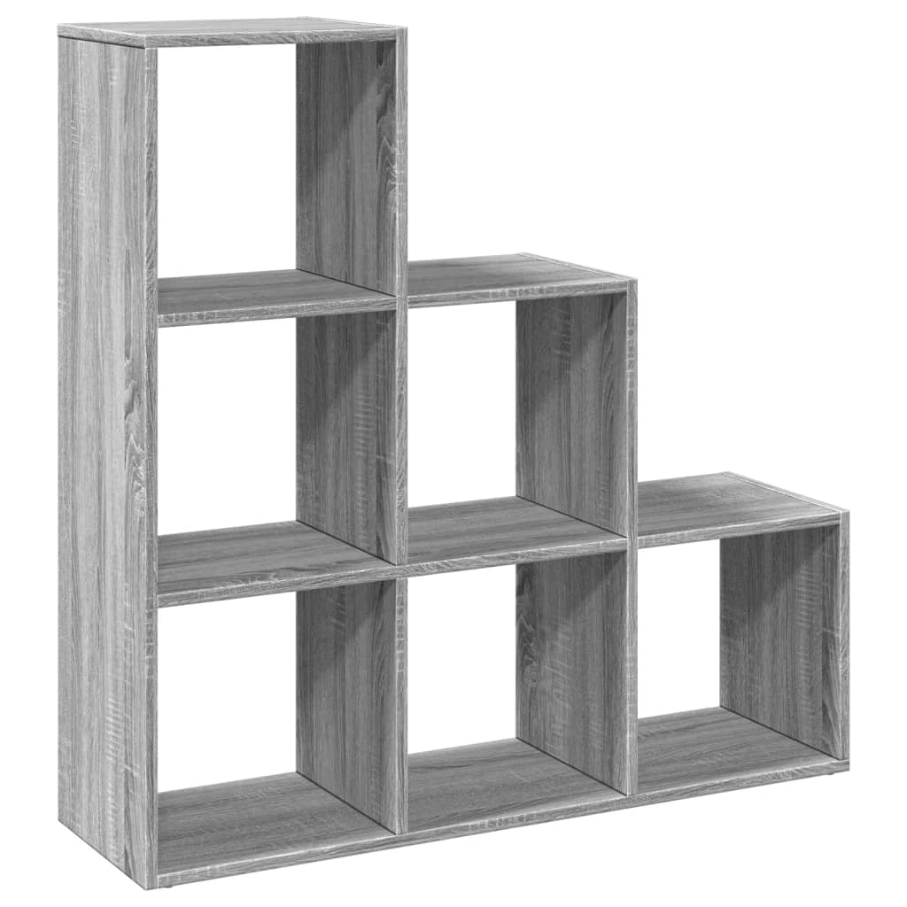 Room Divider Bookcase 3 Tiers Gray Sonoma 99x29x99 cm