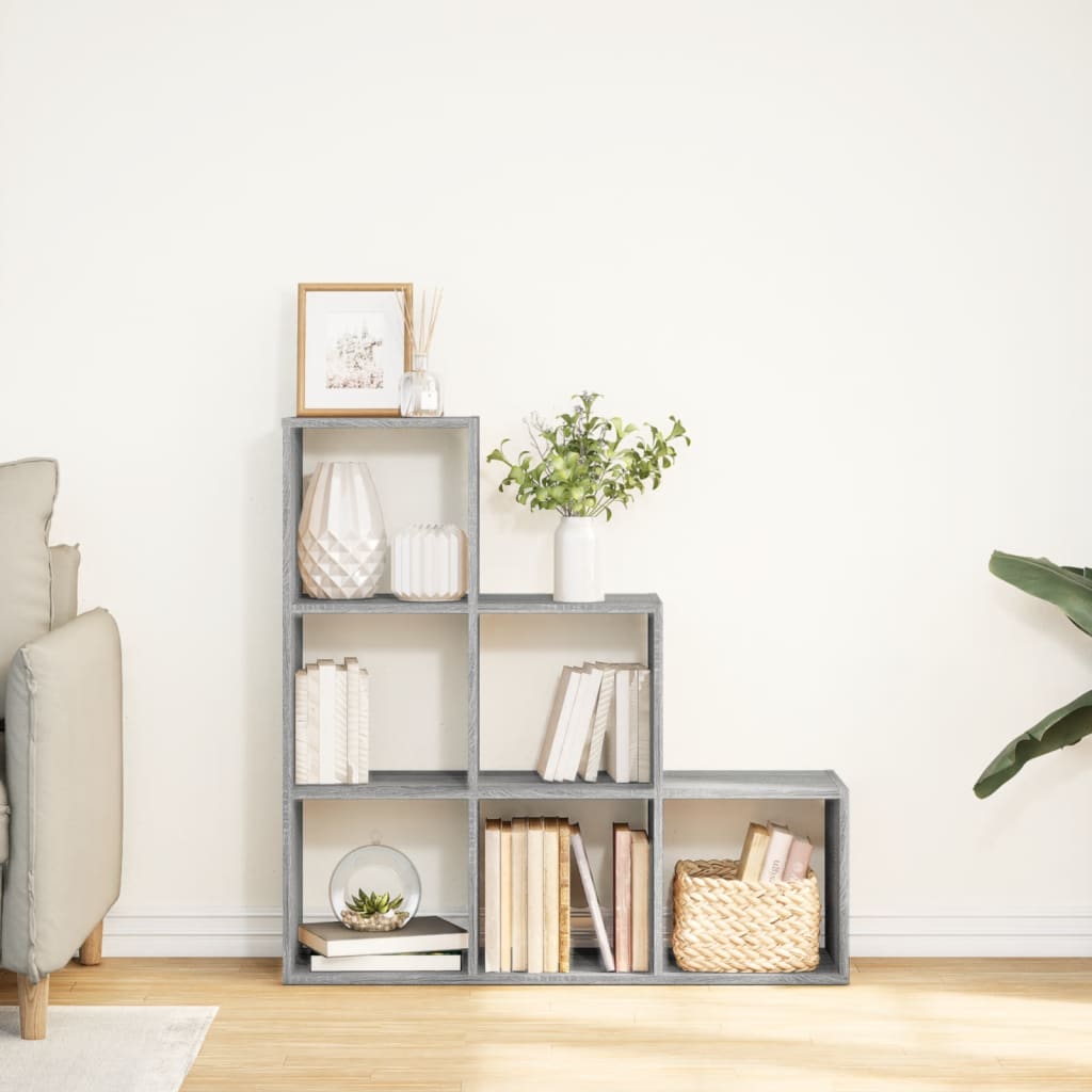 Room Divider Bookcase 3 Tiers Gray Sonoma 99x29x99 cm