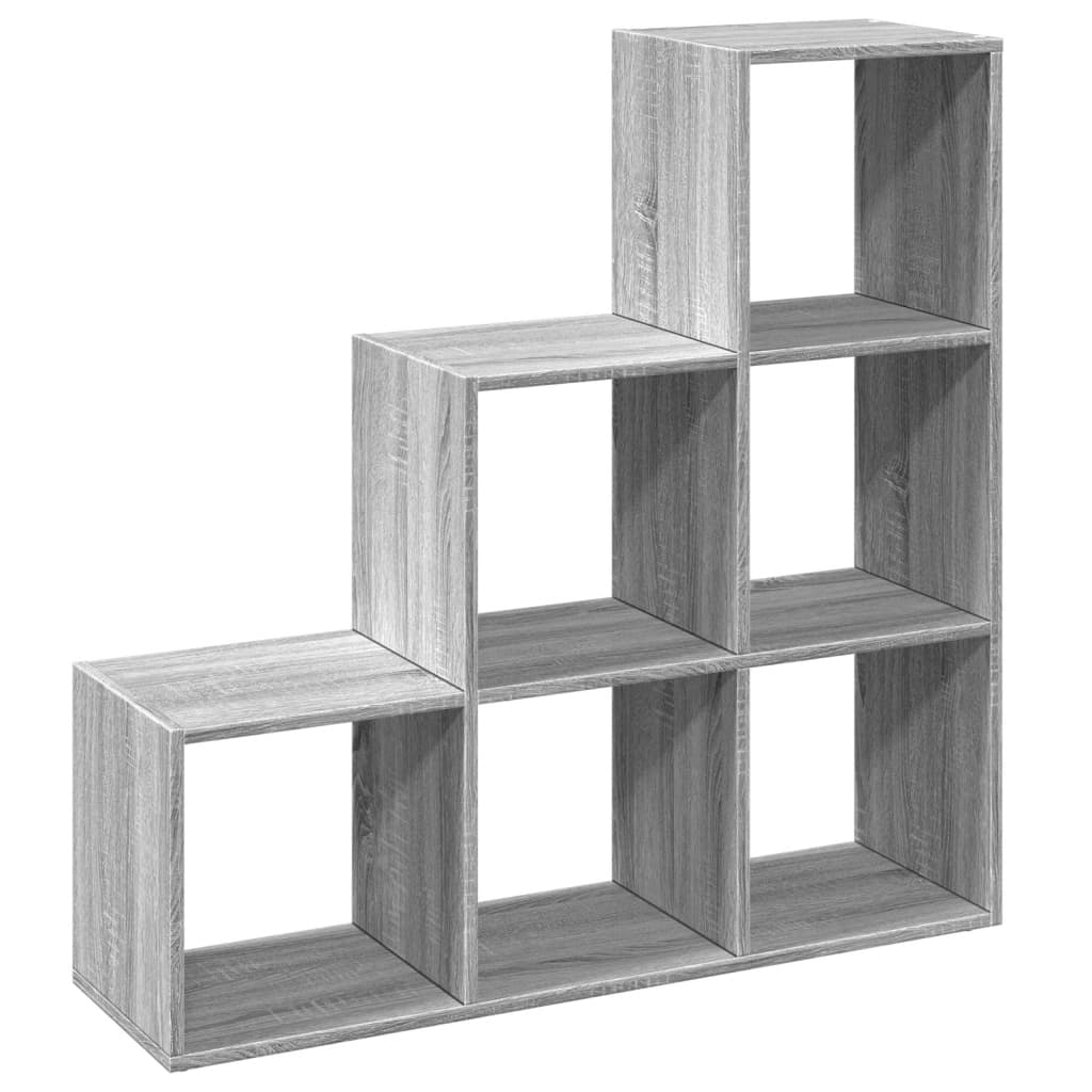 Room Divider Bookcase 3 Tiers Gray Sonoma 99x29x99 cm