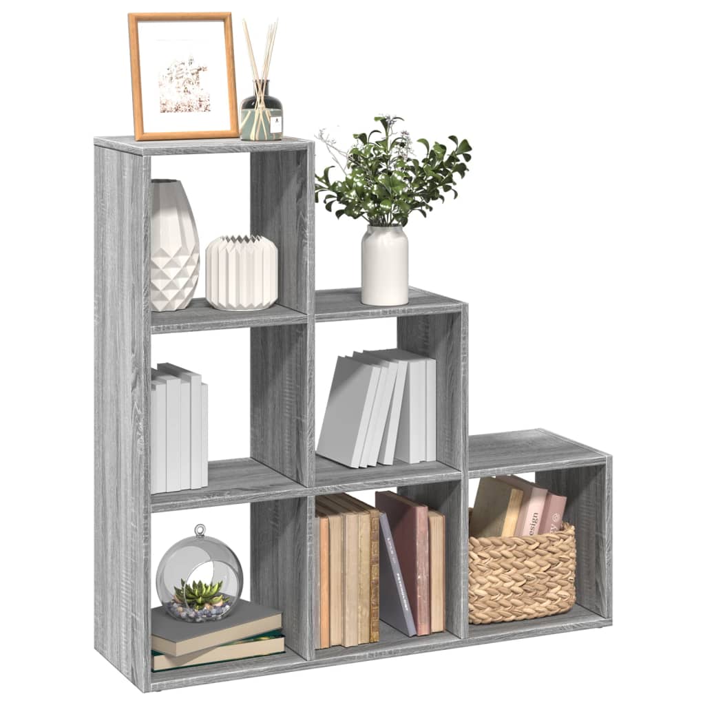 Room Divider Bookcase 3 Tiers Gray Sonoma 99x29x99 cm