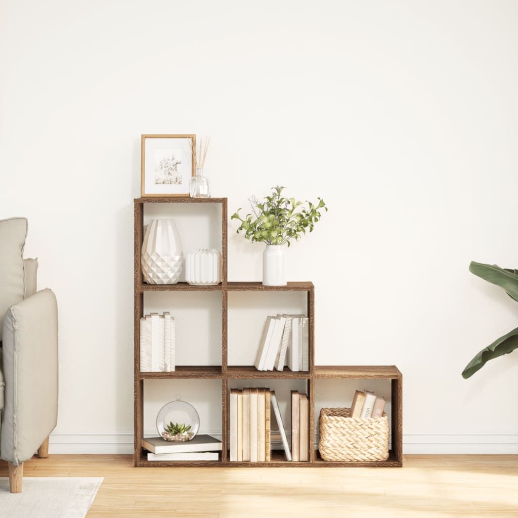 Room Divider Bookcase 3 Tiers Brown Oak Look 99x29x99 cm