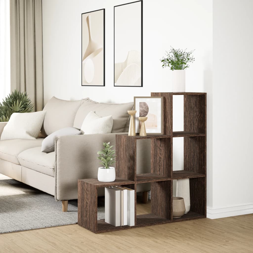 Room Divider Bookcase 3 Tiers Brown Oak Look 99x29x99 cm